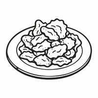 Hand Drawn Illustration of Plate with Fried Dumplings or Wontons vector