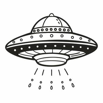 retro OVNI astronave ilustración con haz efecto Clásico ciencia fi Arte vector