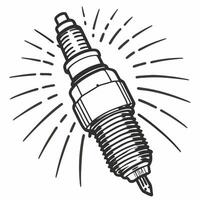 Retro Spark Plug Illustration with Vintage Mechanical Design Elements vector