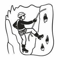 Monochrome Illustration of Rock Climber on Cliff Face vector