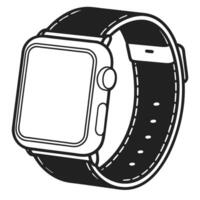 Black smart watch illustration digital device icon for technology and wearable tech concepts vector