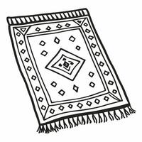 Hand Drawn Tribal Rug with Geometric Patterns and Fringe Details vector