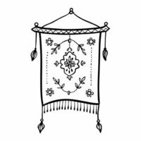 Hand Drawn Decorative Tapestry with Floral Patterns for Bohemian and Ethnic Design vector