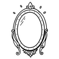 Ornate Oval Mirror Illustration with Decorative Frame Design vector