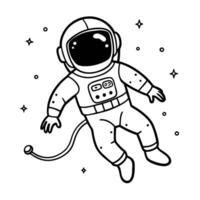 astronaut floating in space with stars black and white illustration of space exploration and adventure vector