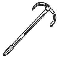 ice climbing axe illustration monochrome ice tool, mountaineering equipment for extreme sports vector