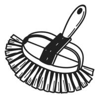 Black and white illustration of a handheld scrub brush with bristles and handle design vector