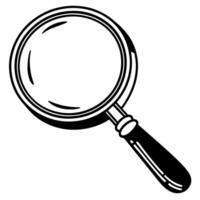 magnifying glass icon black and white illustration of a classic magnifier with handle search tool concept vector
