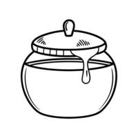 simple outline of honey pot with lid minimalist container design sketch vector