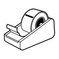 tape dispenser illustration simple black and white line drawing office supply, tool for adhesive tasks vector