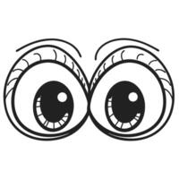 eyes, wide open with curiosity black and white illustration, detailed eyebrows vector