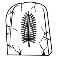 Ancient fossilized fern on a weathered stone tablet vector