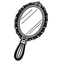 vintage handheld mirror with ornate frame and handle illustration vector