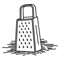Line art cheese grater illustration with handle and grating surface outline vector