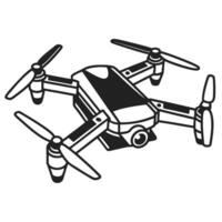quadcopter drone icon black and white illustration of a modern uav in flight, technology and innovation symbol vector