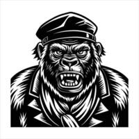 Angry gorilla in monochrome vector