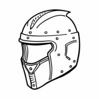 Medieval Helmet Illustration with Visor and Rivets Monochrome Art vector