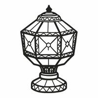 Geometric Vintage Lantern Outline Illustration for Design Projects vector