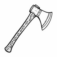 Hand Drawn Viking Axe with Patterned Handle Illustration vector
