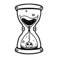 Monochrome Hourglass with Flowing Sand and Skull Element Illustration vector