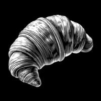 A close up of a croissant with a black background vector