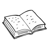Hand Drawn Open Book Illustration Simple Black and White Sketch of a Book vector