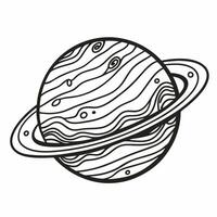 Hand Drawn Saturn Illustration with Rings and Textured Patterns for Coloring vector