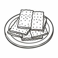 Illustration of Crackers on Plate Simple Line Art Design vector