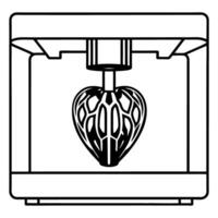 printing machine creating artistic heart shaped object additive manufacturing technology in action vector