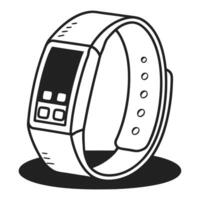 Monochrome smart fitness tracker displaying minimalist design, wearable tech innovation vector