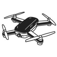 Quadcopter drone illustration modern technology gadget black and white sketch vector