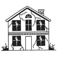 haunted, dilapidated house illustration with cracked windows spooky halloween theme with abandoned architecture vector