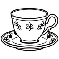floral teacup and saucer design elegant vintage drinkware with decorative patterns vector