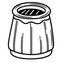 simple hand drawn illustration of a barrel or keg object vintage container design with wood texture pattern vector