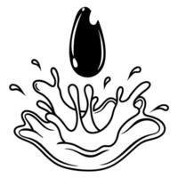ink droplet splashing into liquid with artistic line illustration vector