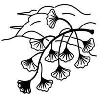 ginkgo leaves line art on abstract background, elegant botanical design vector
