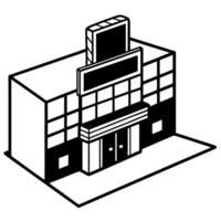 Modern shopping mall building icon minimal geometric architecture design, storefront illustration vector