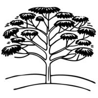 Stylized tree illustration with umbrella like branches for nature art and design inspiration vector