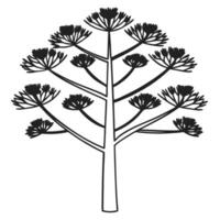 Silhouette of a stylized tree with branching structure and foliage vector