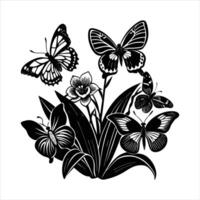 Butterfly With Orchids vector