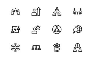 Premium Modern Teamwork Icon Set package. Professional and Minimalist Vectors for Collaboration, Team Building, and Office Projects in Outline Style.