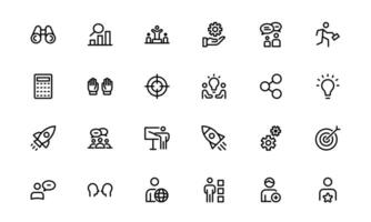 Modern Teamwork Icons bundle. Professional and Minimalist Vectors for Collaboration, Team Building, and Office Projects in Outline Style.