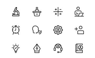 Education Icon Set collection. Modern and Minimalist Icons for Learning, Schools, and Educational Tools vector