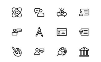 Education Icon set bundle. Modern and Minimalist Icons for Learning, Schools, and Educational Tools vector