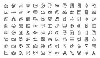 Minimalist Mass Media Icon set. News Outlets, Media Campaigns, and Broadcasting Design Systems vector