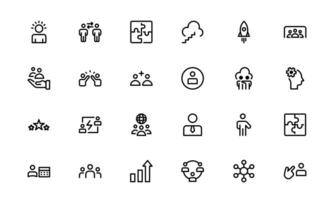 Modern Teamwork Icons bundle up . Professional and Minimalist Vectors for Collaboration, Team Building, and Office Projects in Outline Style.