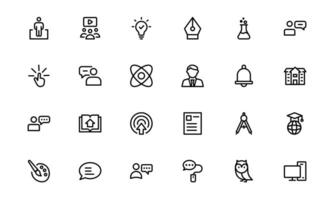 Education Icon Set pack . Modern and Minimalist Icons for Teaching, Schools, and Digital Educational Tools vector