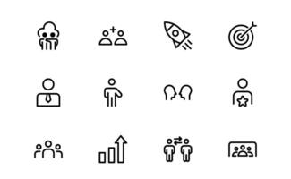 Premium Modern Teamwork Icon pack up. Professional and Minimalist Vectors for Collaboration, Team Building, and Office Projects in Outline Style.
