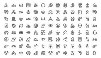 Modern Teamwork Icons Set . Professional and Minimalist Vectors for Collaboration, Team Building, and Office Projects in Outline Style.