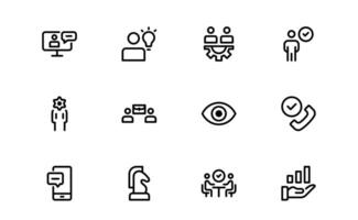 Premium Modern Teamwork Icon bundle up. Professional and Minimalist Vectors for Collaboration, Team Building, and Office Projects in Outline Style.